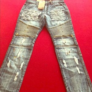 Men’s Graffiti Distressed Denim Jeans